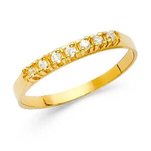 tiny 14k Yellow gold Children CZ Pinky Ring